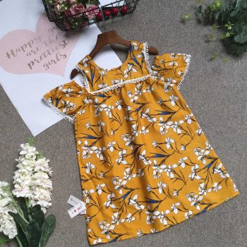 Váy thô tay trễ ren hoa size 9 -12 